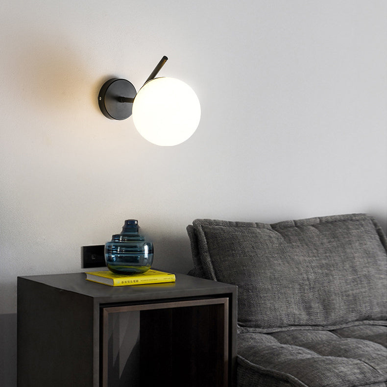 Spherical Iron Glass Bedroom Wall Lamp