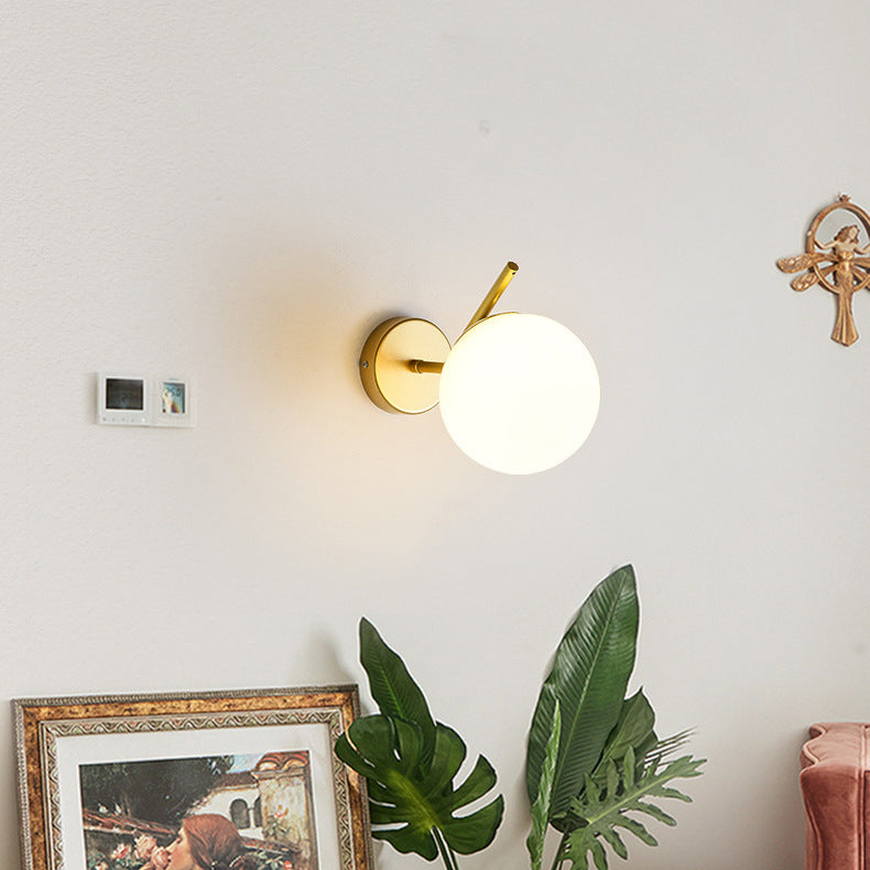 Spherical Iron Glass Bedroom Wall Lamp
