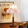 Flower-shaped Metal Wood Fabric Table Lamp