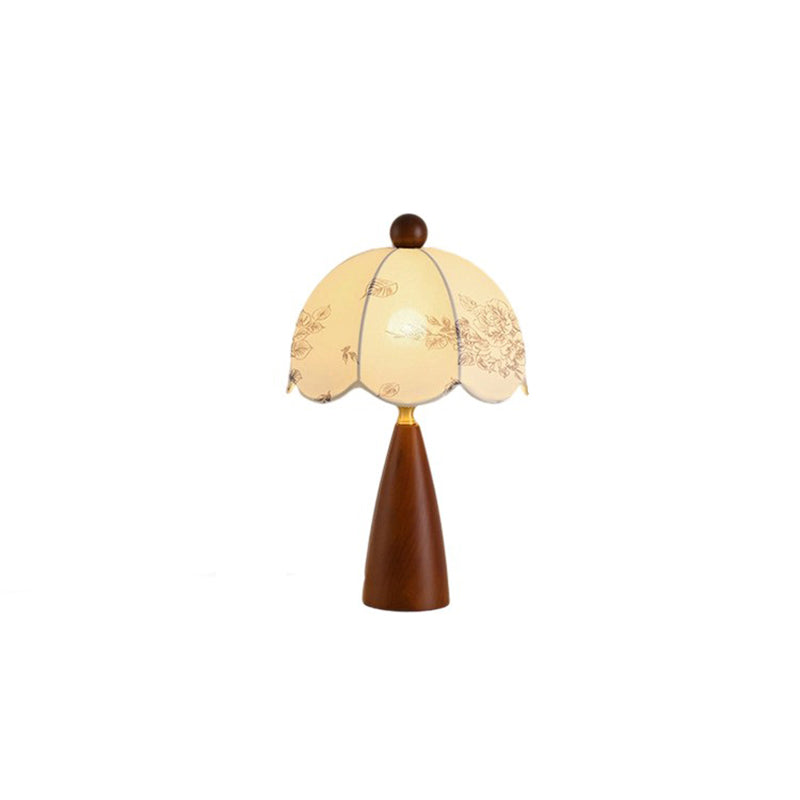 Flower-shaped Metal Wood Fabric Table Lamp