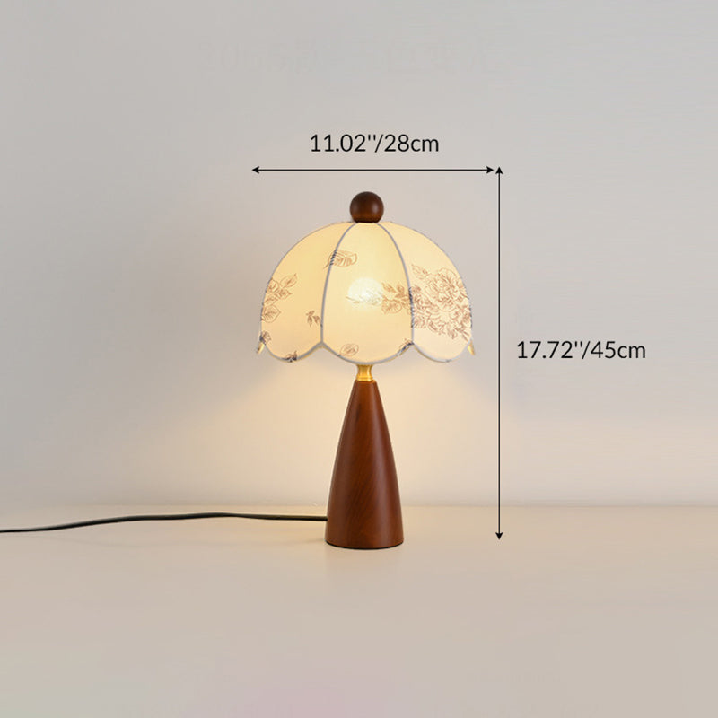 Flower-shaped Metal Wood Fabric Table Lamp