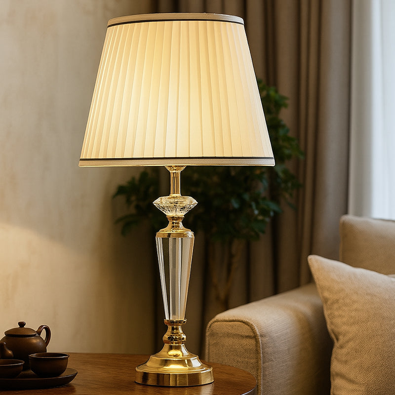 Conical Hardware Crystal Fabric Table Lamp