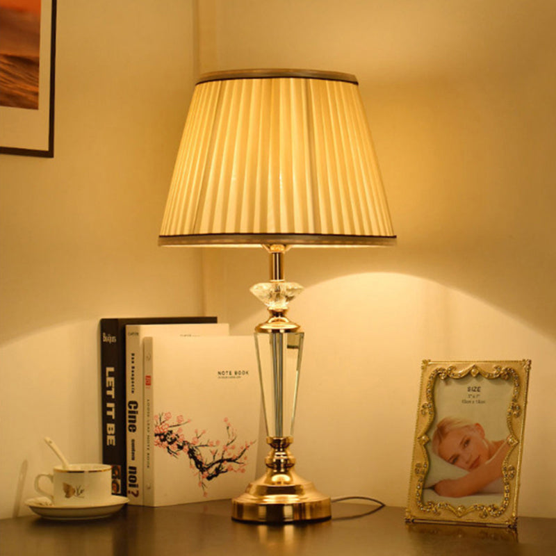 Conical Hardware Crystal Fabric Table Lamp