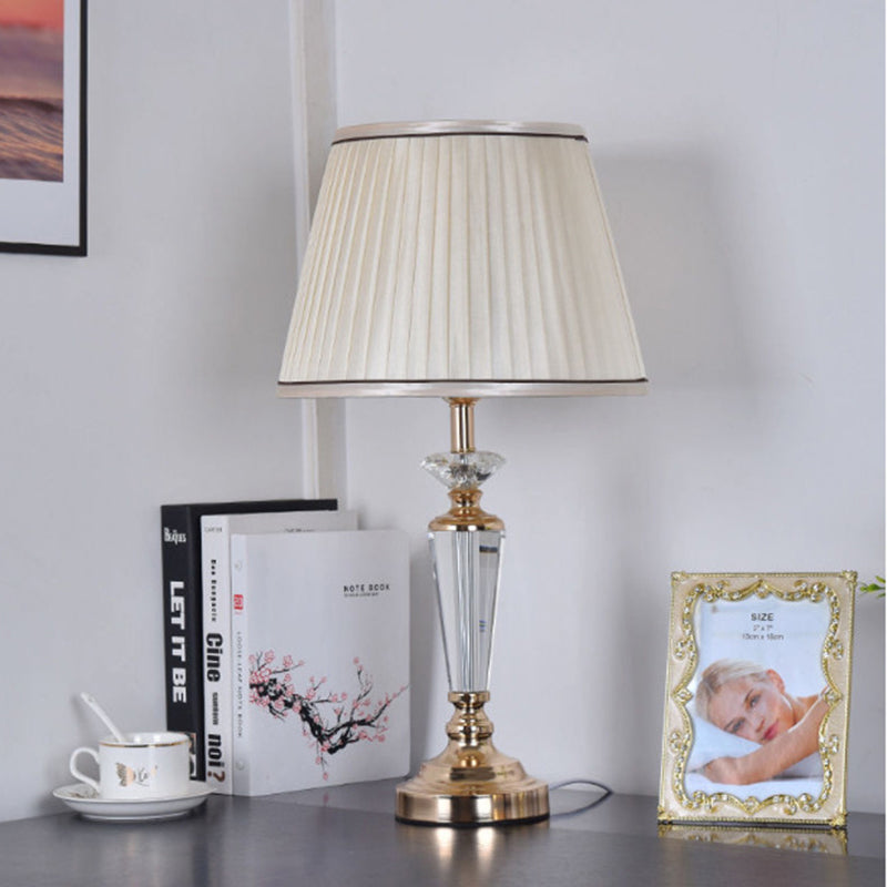 Conical Hardware Crystal Fabric Table Lamp