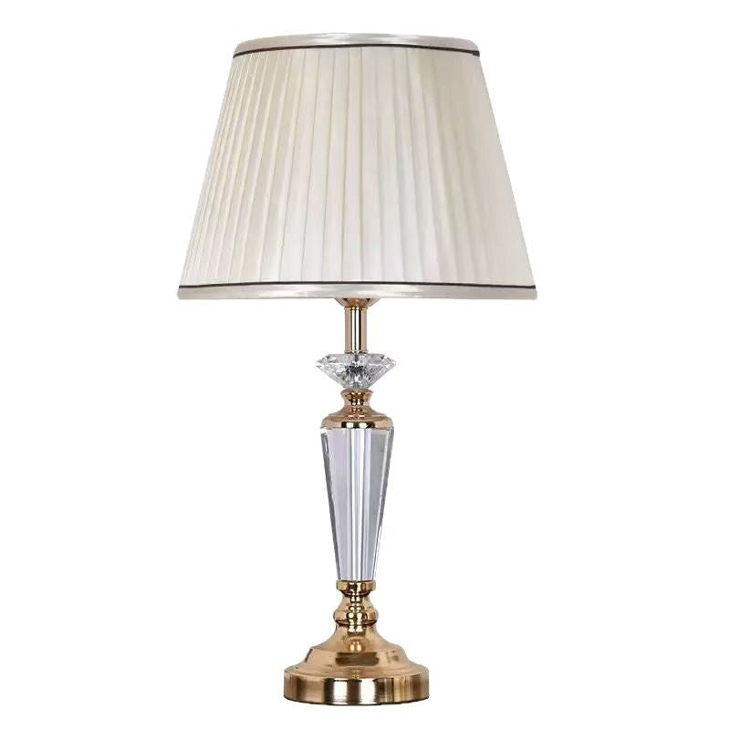 Conical Hardware Crystal Fabric Table Lamp