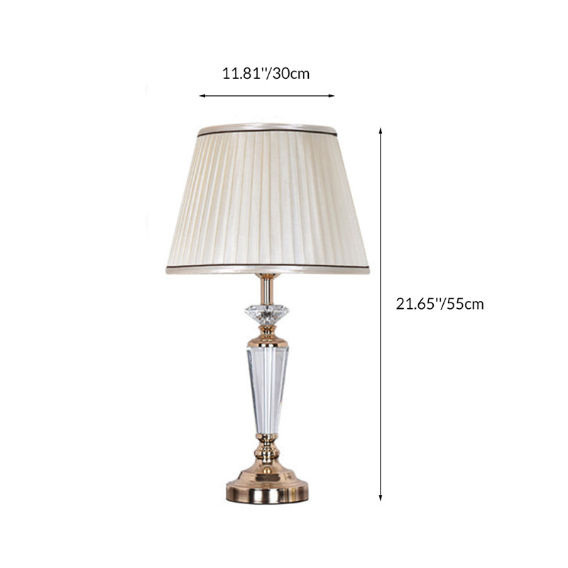 Conical Hardware Crystal Fabric Table Lamp
