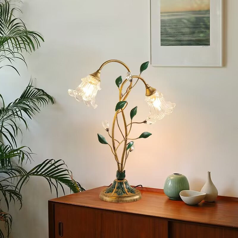 Double-Headed Flower Vine Iron 2-Light Table Lamp
