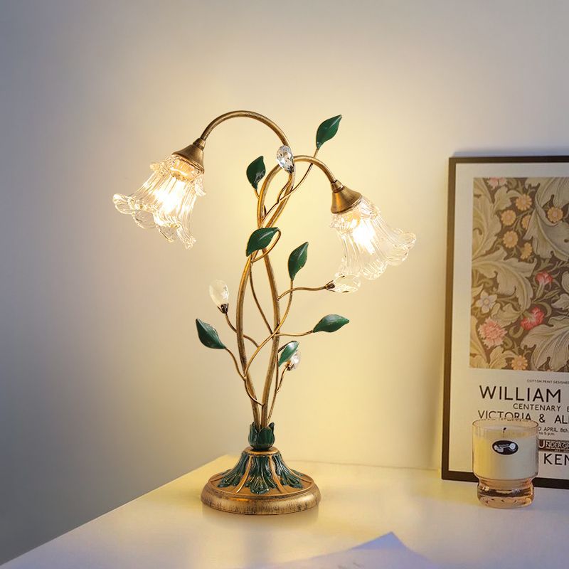 Double-Headed Flower Vine Iron 2-Light Table Lamp