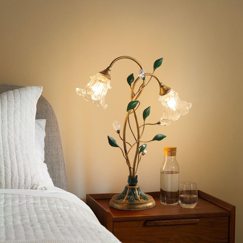Double-Headed Flower Vine Iron 2-Light Table Lamp