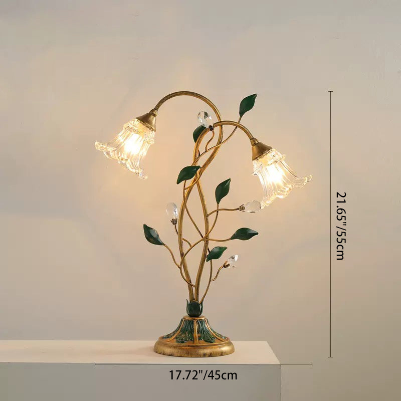 Double-Headed Flower Vine Iron 2-Light Table Lamp