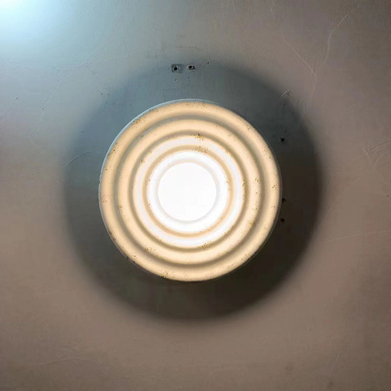 Round Corrugated Resin Glass Wall Lamp