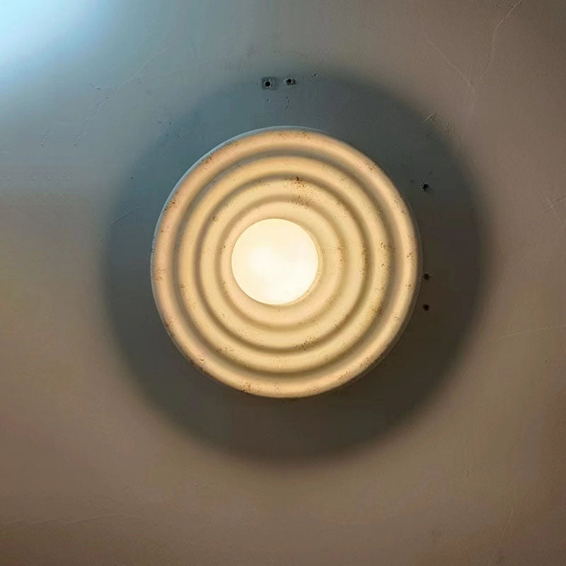 Round Corrugated Resin Glass Wall Lamp