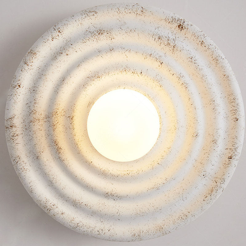 Round Corrugated Resin Glass Wall Lamp