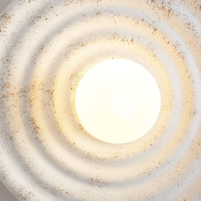 Round Corrugated Resin Glass Wall Lamp