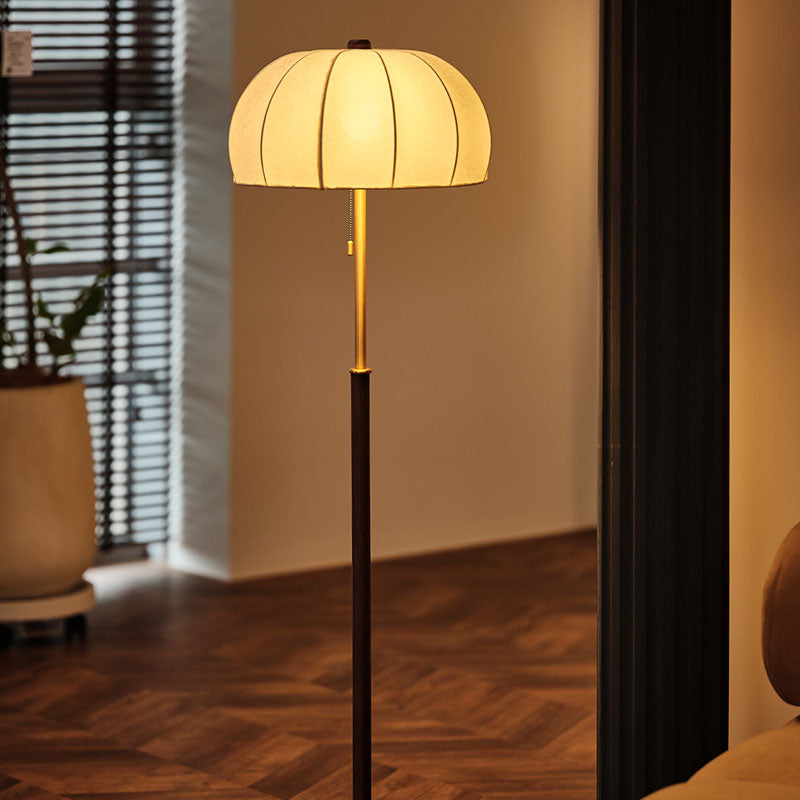 Jellyfish-Shaped Iron Ash Wood 3-Light Floor Lamp