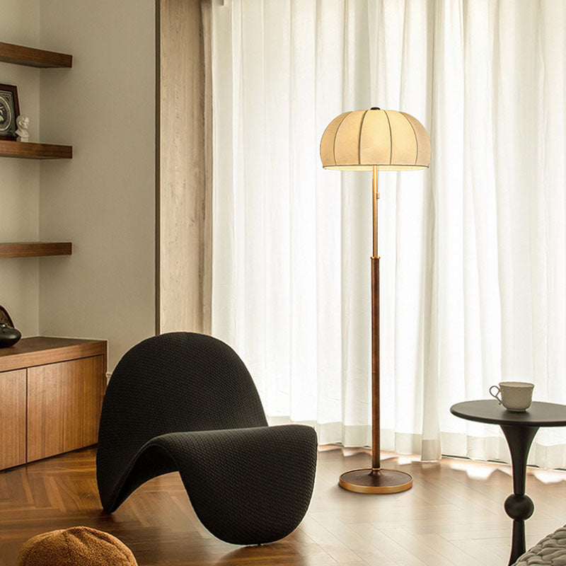 Jellyfish-Shaped Iron Ash Wood 3-Light Floor Lamp