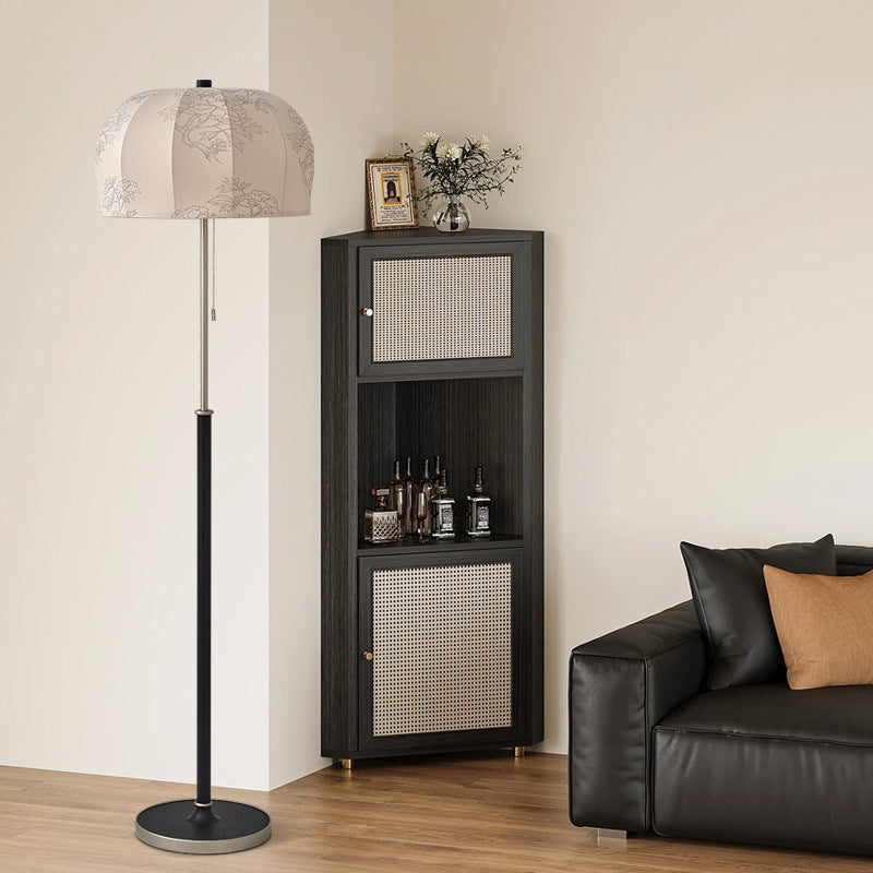 Jellyfish-Shaped Iron Ash Wood 3-Light Floor Lamp