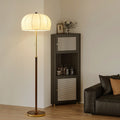 Jellyfish-Shaped Iron Ash Wood 3-Light Floor Lamp