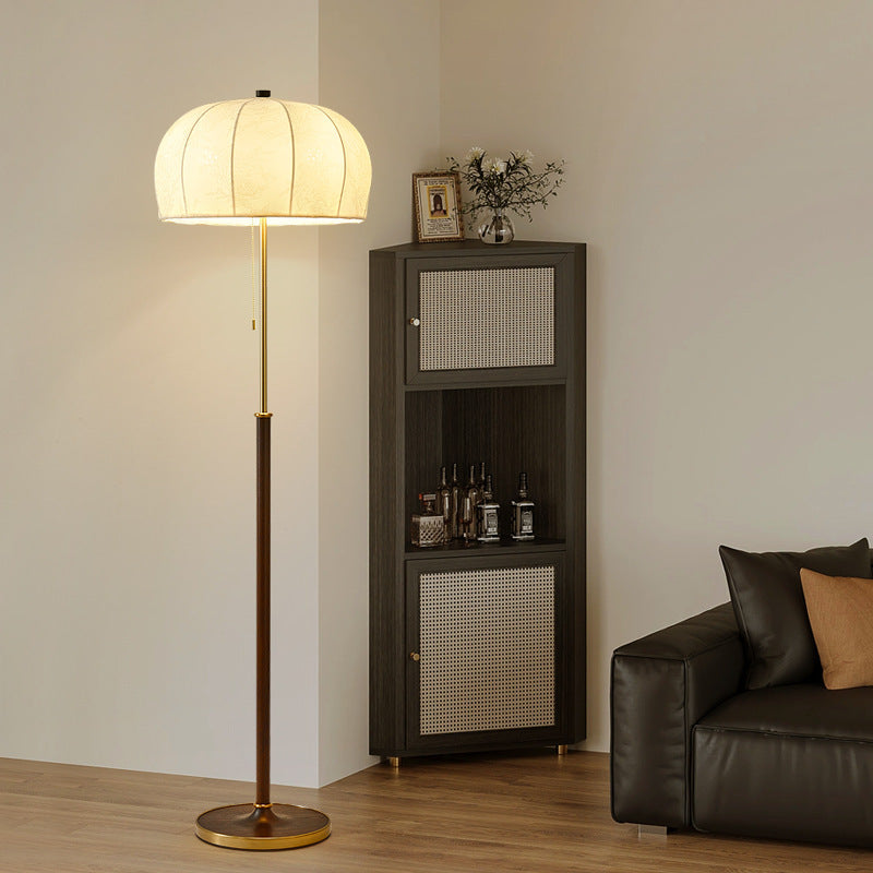 Jellyfish-Shaped Iron Ash Wood 3-Light Floor Lamp