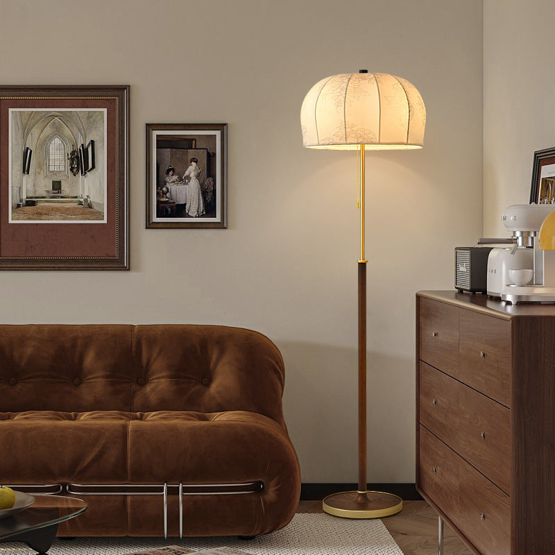 Jellyfish-Shaped Iron Ash Wood 3-Light Floor Lamp