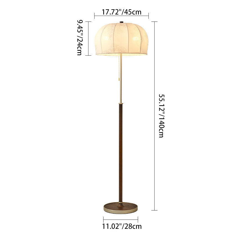 Jellyfish-Shaped Iron Ash Wood 3-Light Floor Lamp