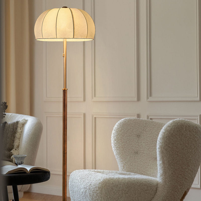 Jellyfish-Shaped Iron Ash Wood 3-Light Floor Lamp