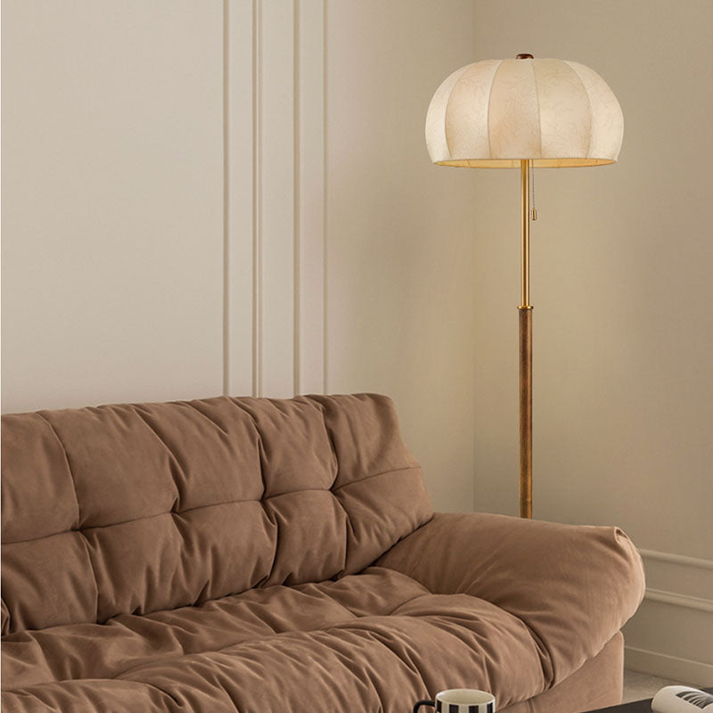 Jellyfish-Shaped Iron Ash Wood 3-Light Floor Lamp