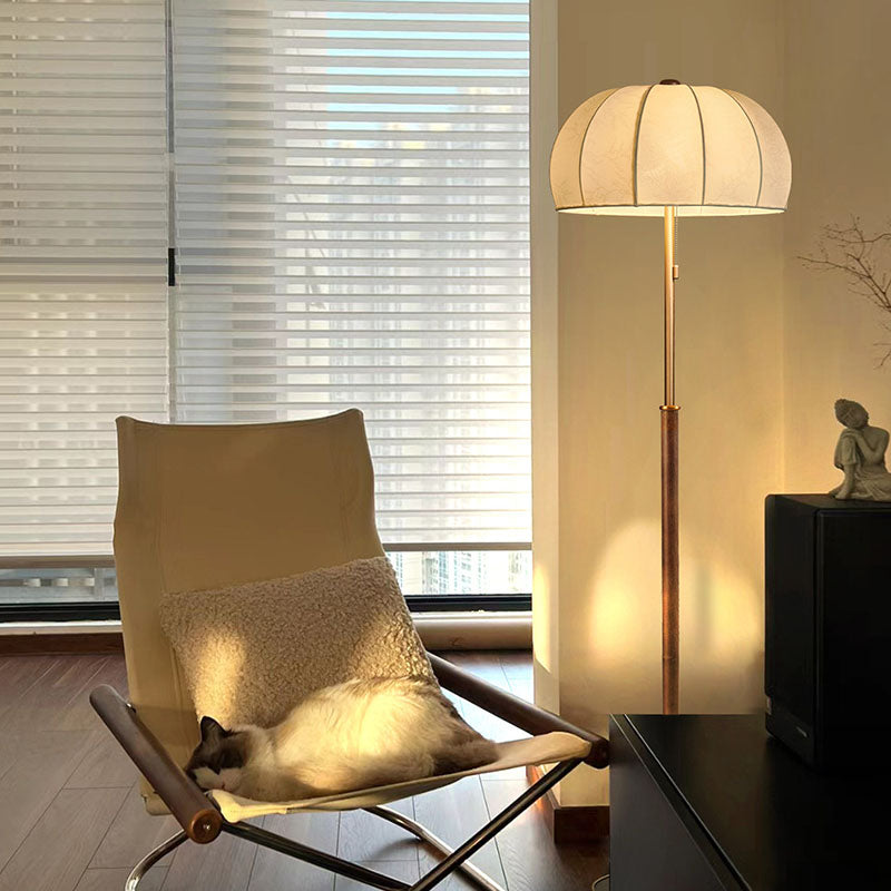 Jellyfish-Shaped Iron Ash Wood 3-Light Floor Lamp