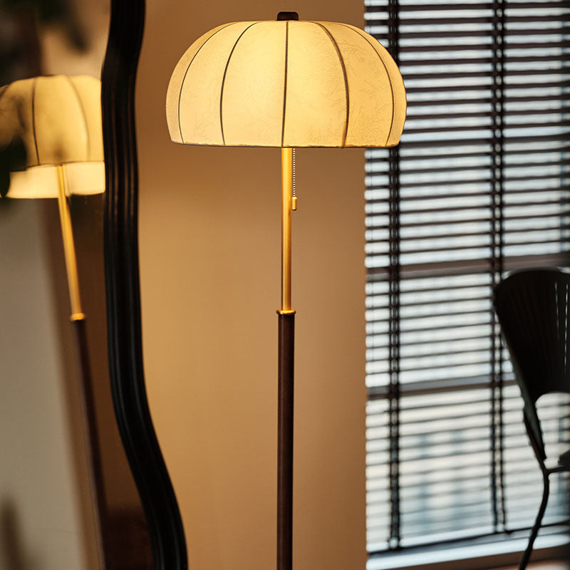 Jellyfish-Shaped Iron Ash Wood 3-Light Floor Lamp
