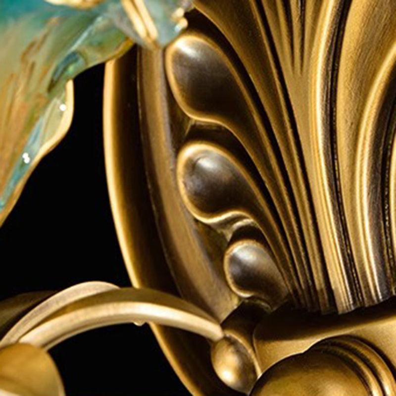 Flower-Shaped Copper Glass Bedroom Wall Lamp