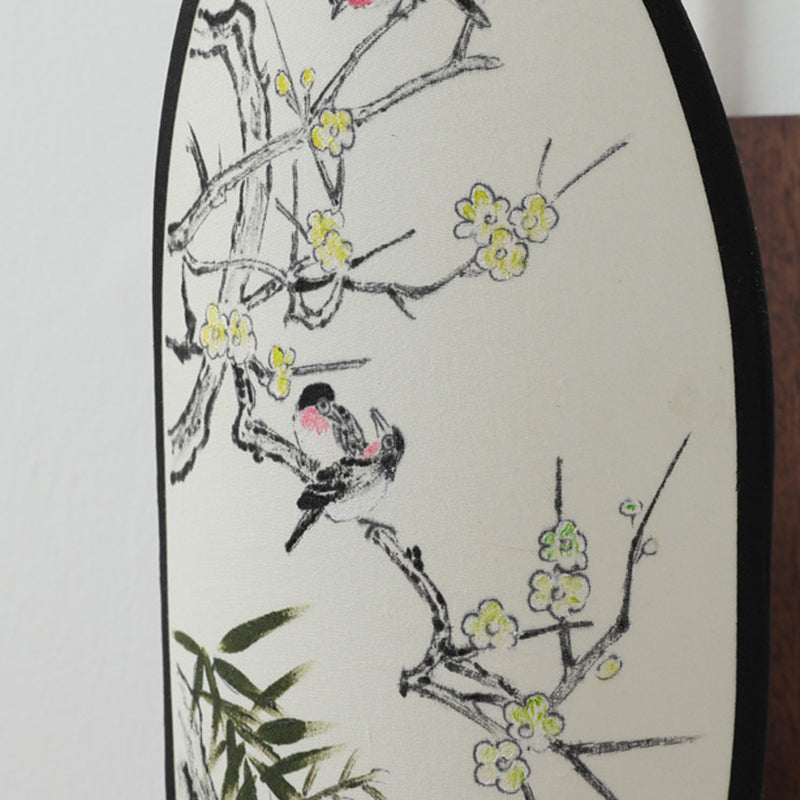 Oval Flower Bird Patterned Wall Lamp