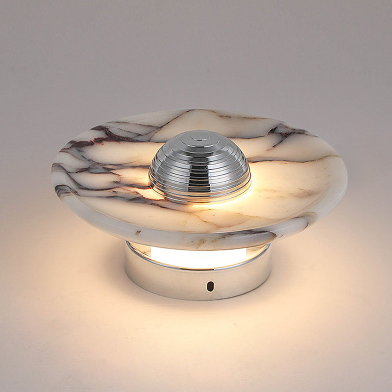 Round Iron Marble Bedroom Wall Lamp