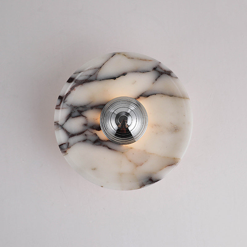 Round Iron Marble Bedroom Wall Lamp