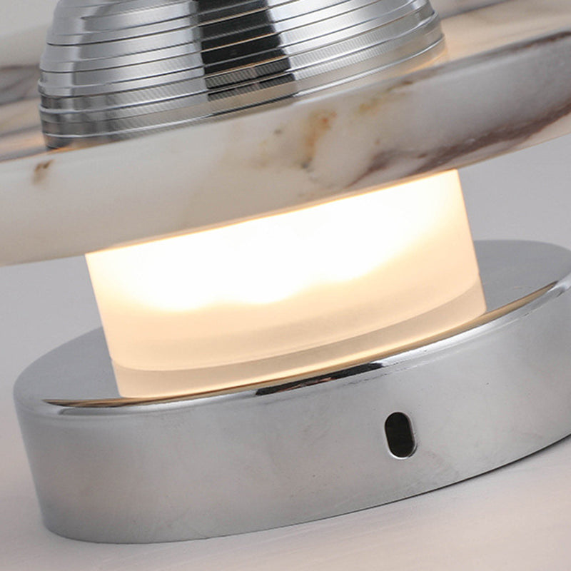 Round Iron Marble Bedroom Wall Lamp