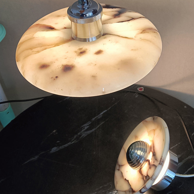 Round Iron Marble Bedroom Wall Lamp
