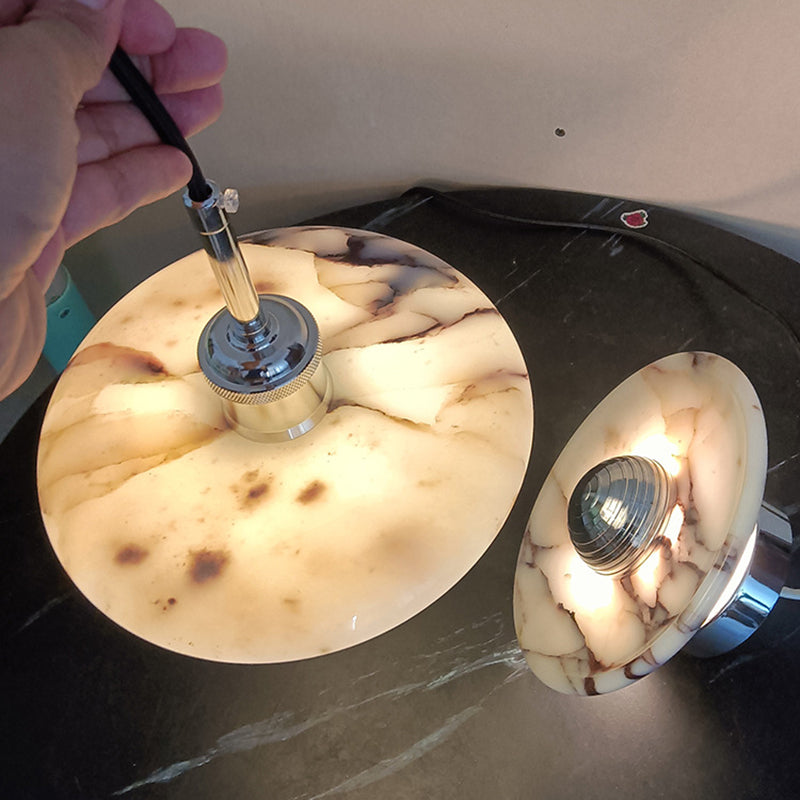 Round Iron Marble Bedroom Wall Lamp