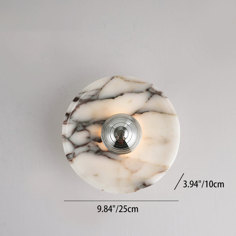 Round Iron Marble Bedroom Wall Lamp