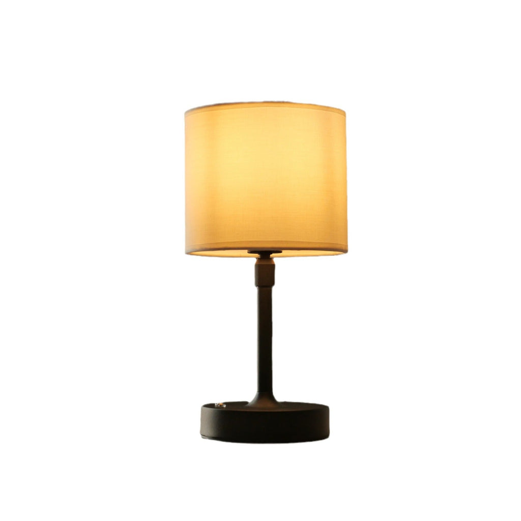 Liftable Cylindrical Metal Fabric Table Lamp