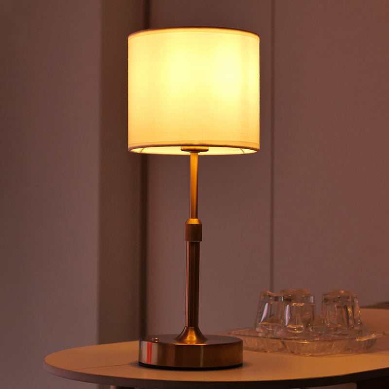 Liftable Cylindrical Metal Fabric Table Lamp