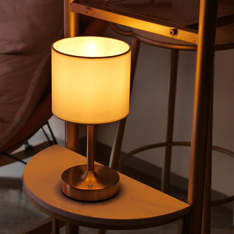 Liftable Cylindrical Metal Fabric Table Lamp
