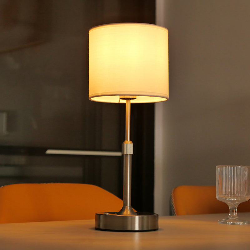 Liftable Cylindrical Metal Fabric Table Lamp