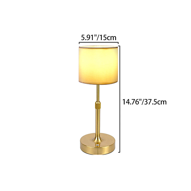 Liftable Cylindrical Metal Fabric Table Lamp