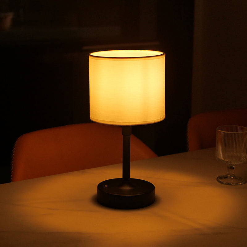 Liftable Cylindrical Metal Fabric Table Lamp