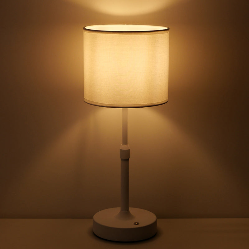 Liftable Cylindrical Metal Fabric Table Lamp