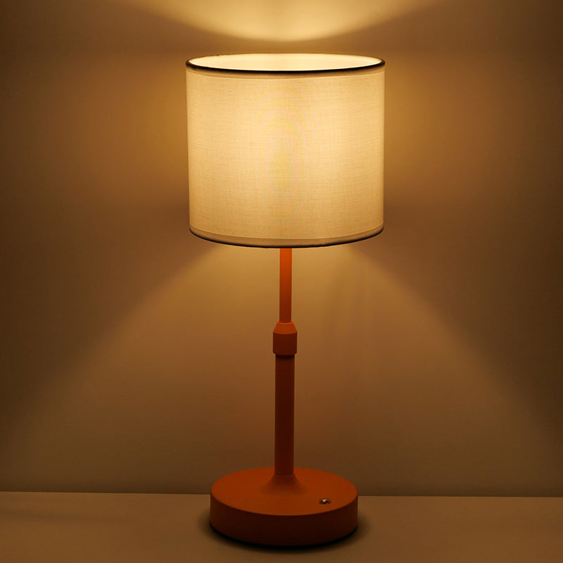 Liftable Cylindrical Metal Fabric Table Lamp
