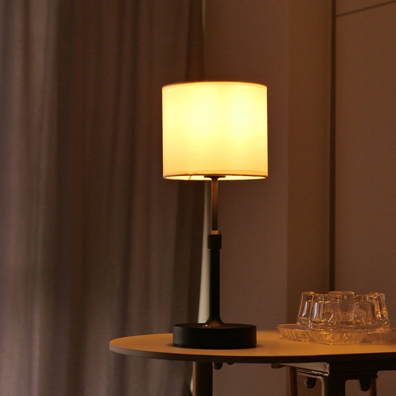 Liftable Cylindrical Metal Fabric Table Lamp