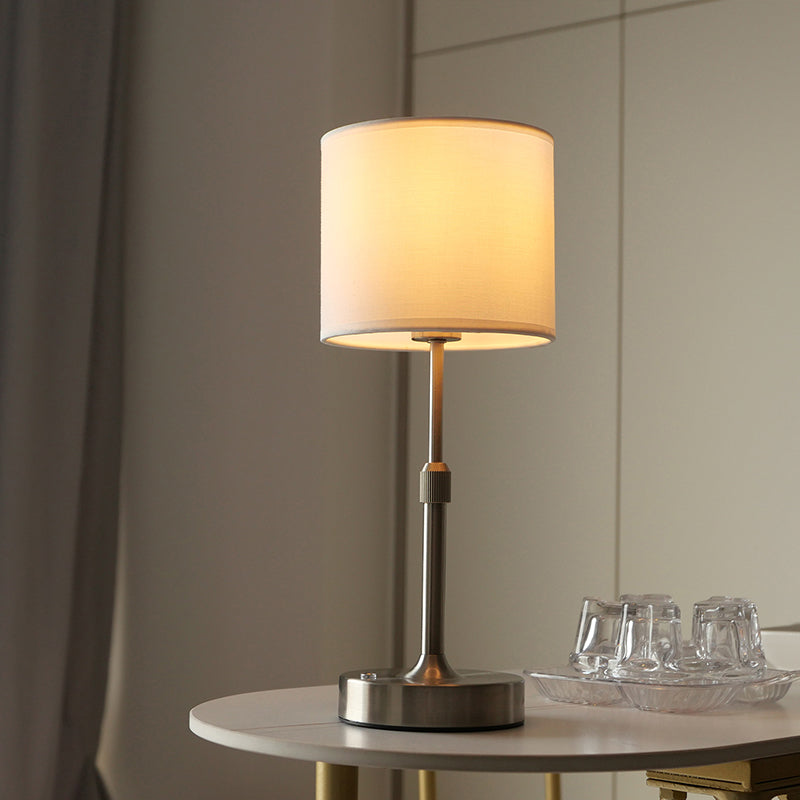 Liftable Cylindrical Metal Fabric Table Lamp