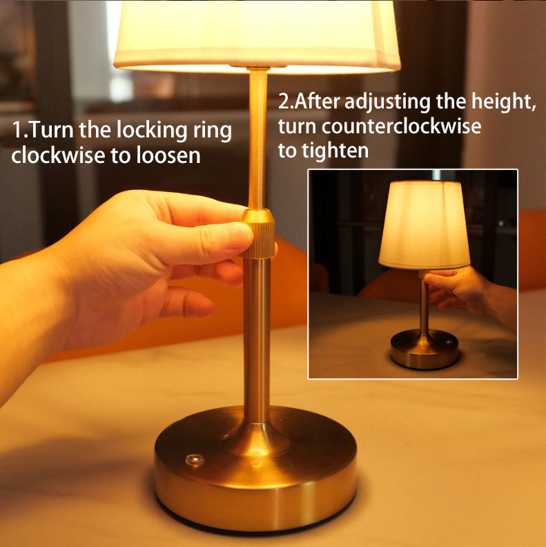 Liftable Cylindrical Metal Fabric Table Lamp