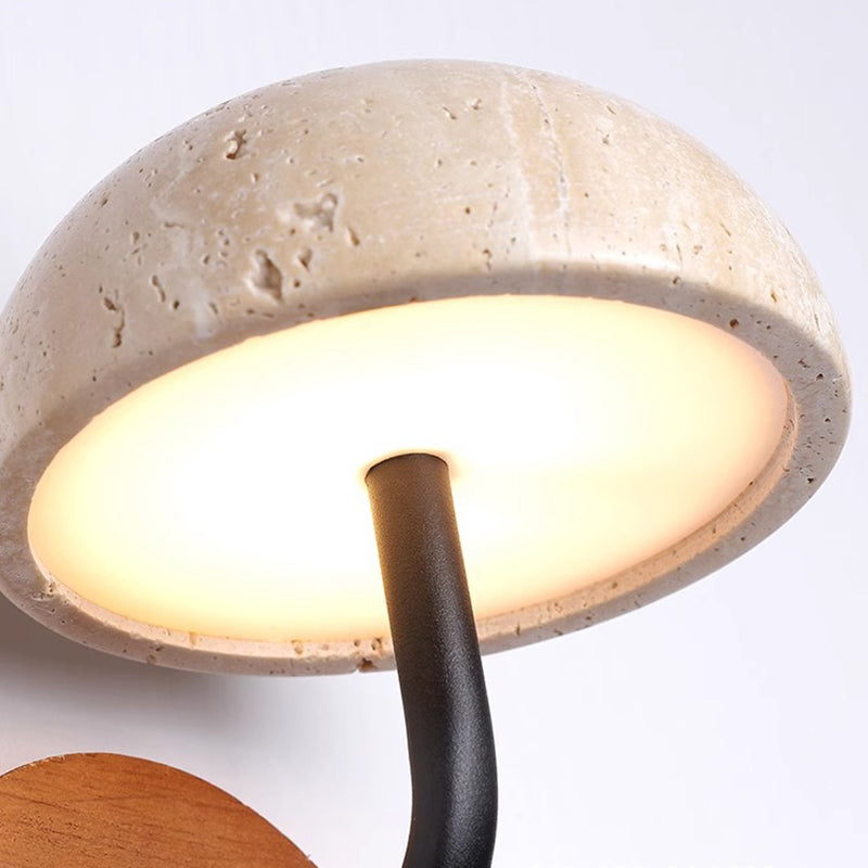 Round Mushroom Metal Walnut Wall Lamp