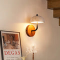 Round Mushroom Metal Walnut Wall Lamp